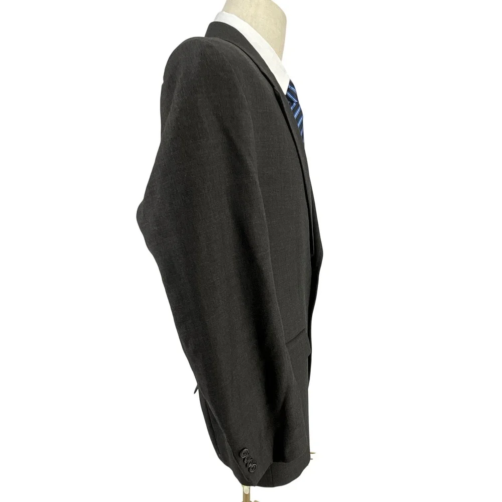 Lauren Ralph Lauren Men Classic Charcoal Grey Two Button Wool Blazer Suit Jacket